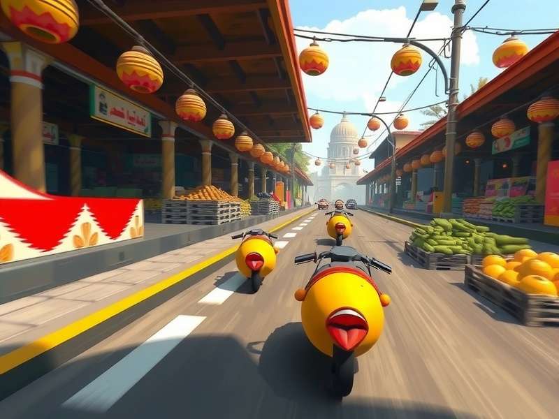 Supernal Nut Sprint gameplay showing nuts racing through an Indian market